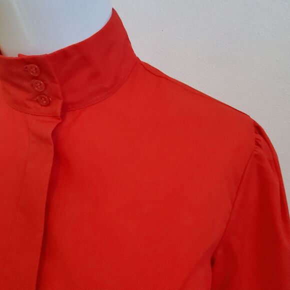 Vintage 80s Alicia Red Button-Up Blouse - Picture 4 of 6